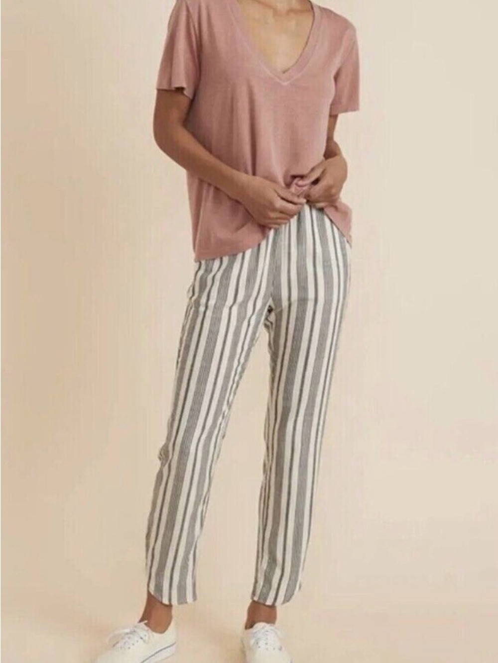 Marine Layer Striped Tencel Elastic Waist Pants Size Small